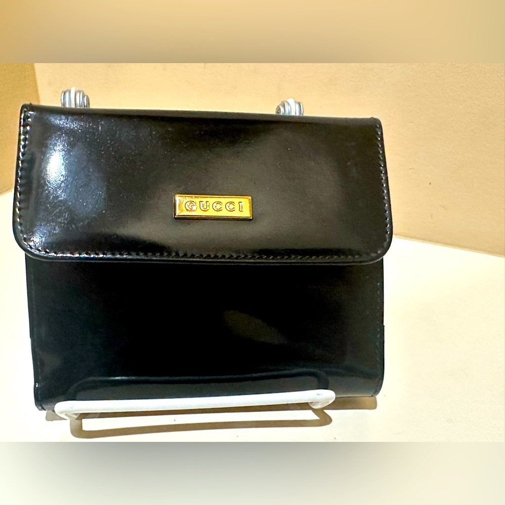Gucci Enamel Black Bifold Wallet